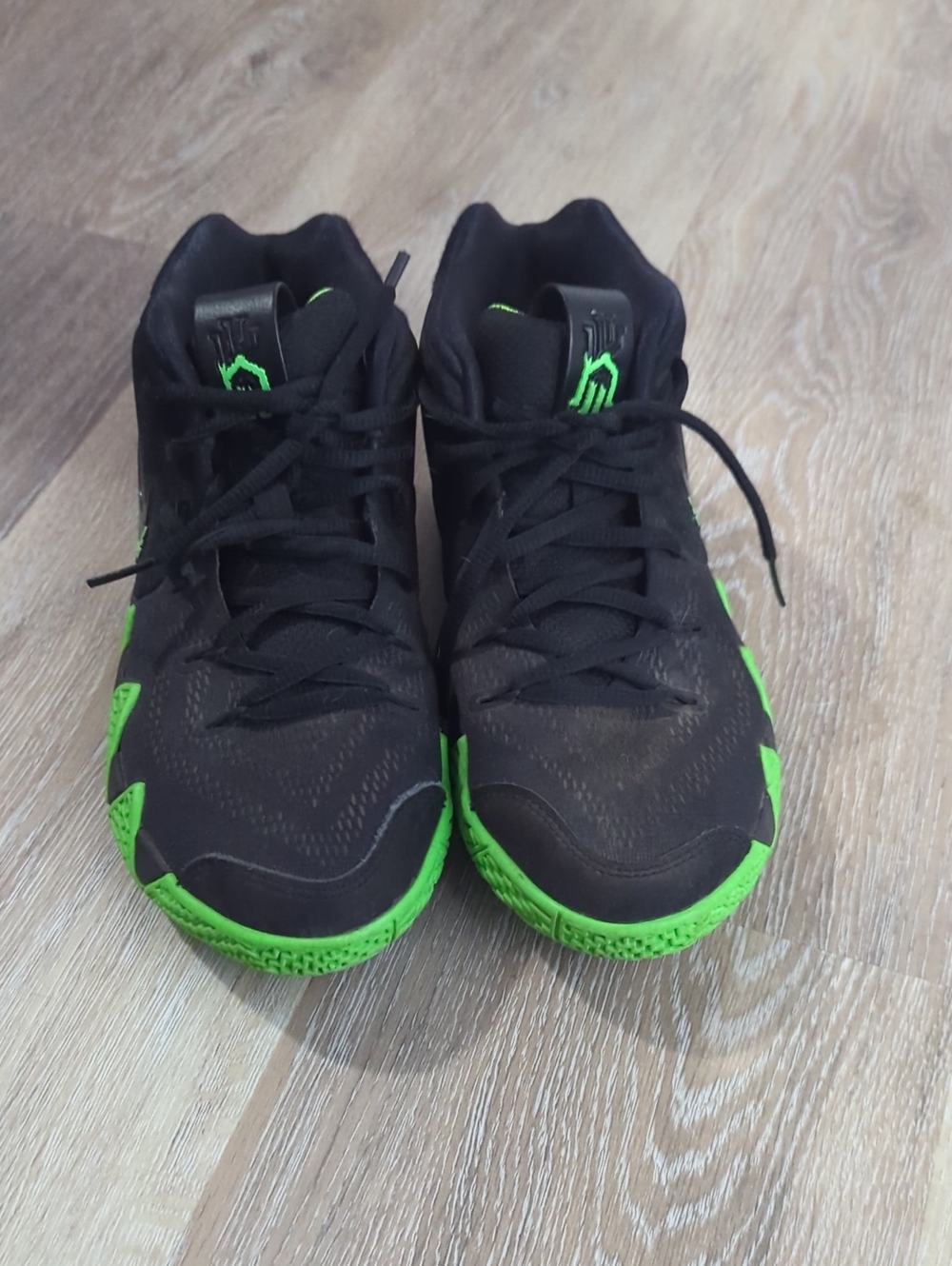 Nike Boys Black Basketball Sneakers with Bright Green Accents